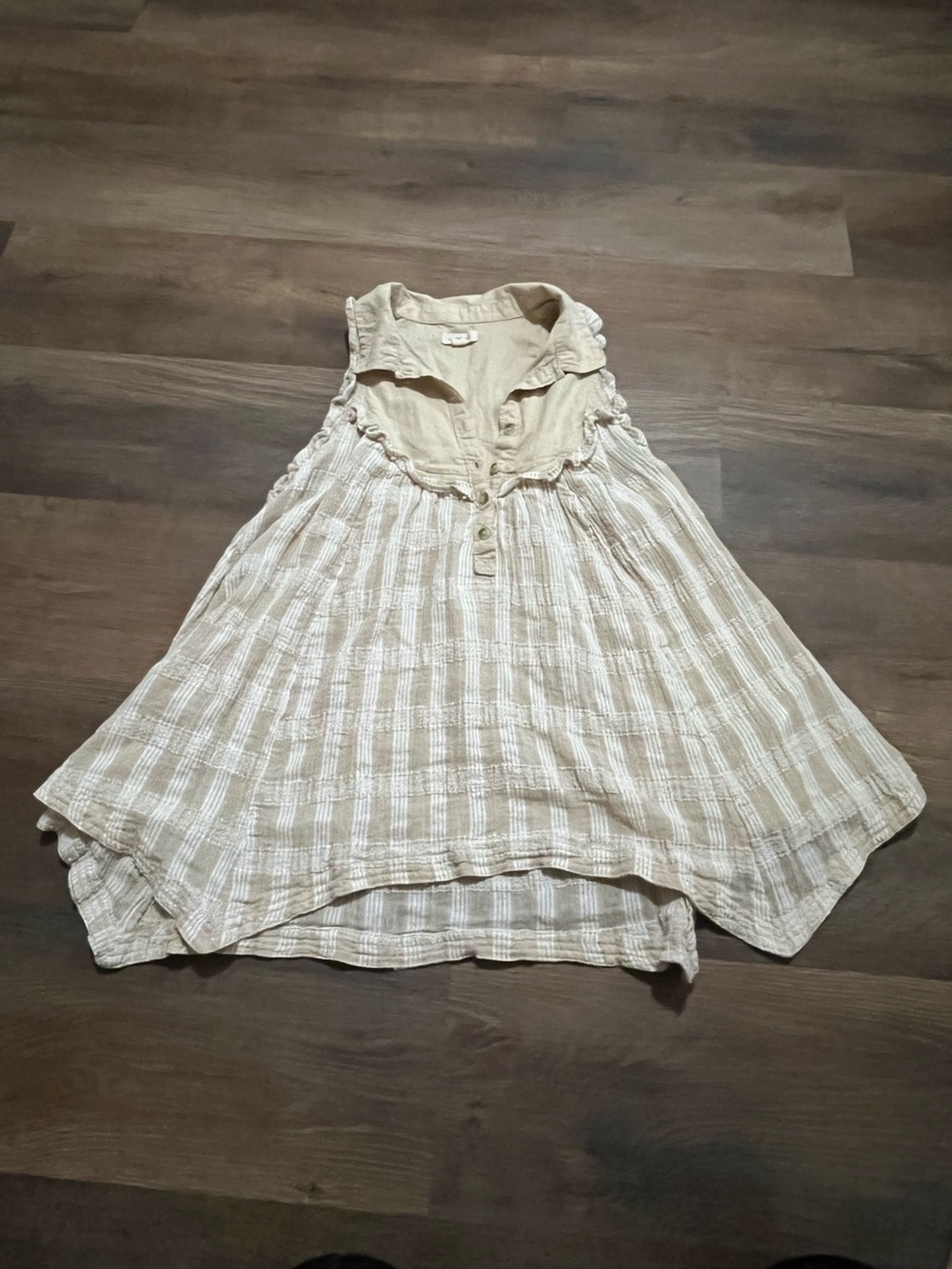 Pilcro Collared Swing Blouse | Anthropologie | XS | Beige Plaid